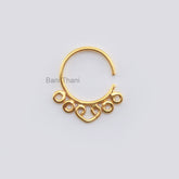 Gold Plated Septum Ring For Pierced Nose 925 Sterling silver Nose Jewelry - Indian Nose Ring, Tribal Belly Dance, Body Jewelry- Septum Ring